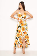 Orange Floral Strappy Maxi Dress