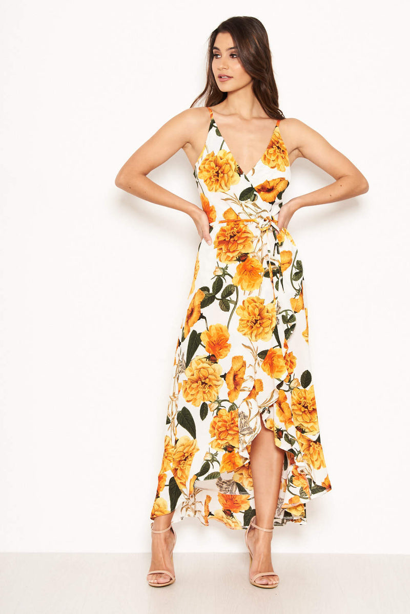 Orange Floral Strappy Maxi Dress AX Paris