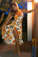 Orange Floral Strappy Maxi Dress