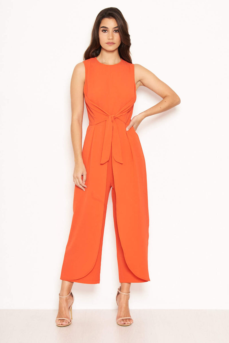 Orange Front Knot Jumpsuit