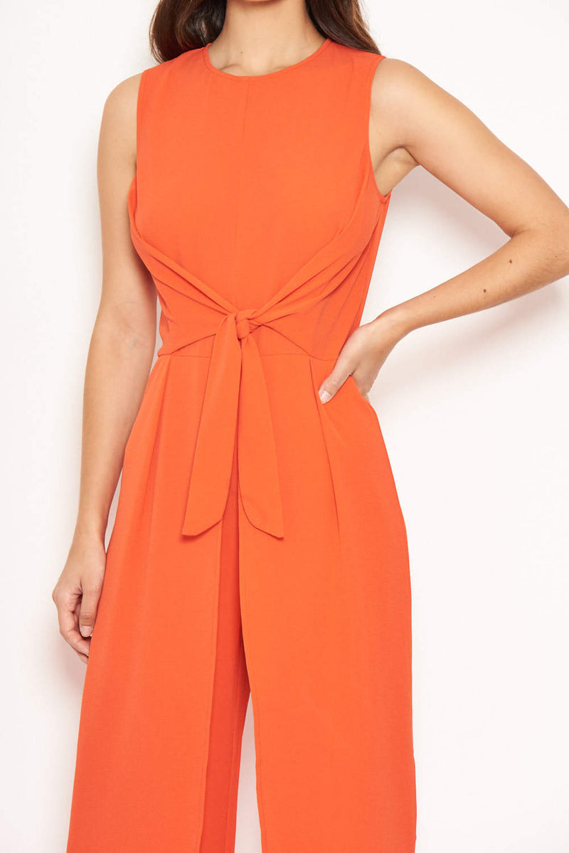 Orange Front Knot Jumpsuit