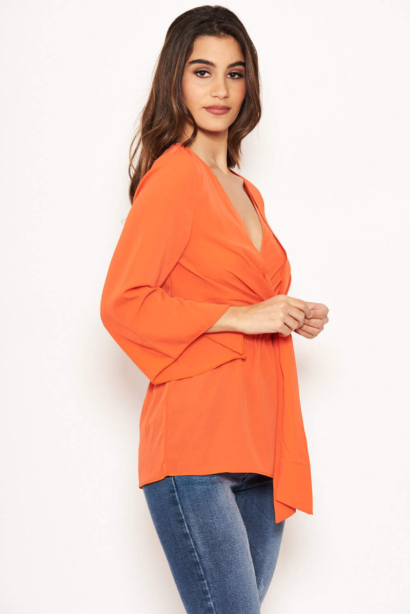Orange Tie Front Top