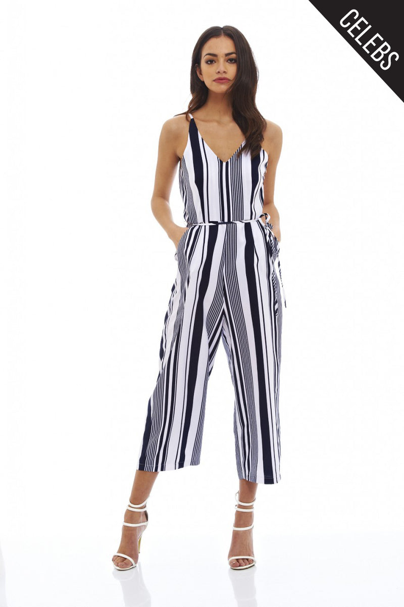 Ax paris striped culotte jumpsuit 2025