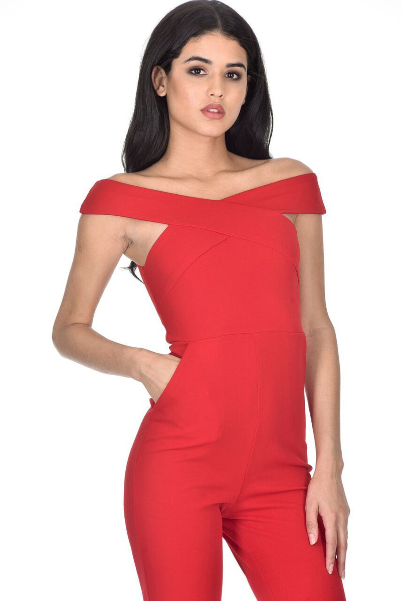 Red Cross Off The Shoulder Jumpsuit