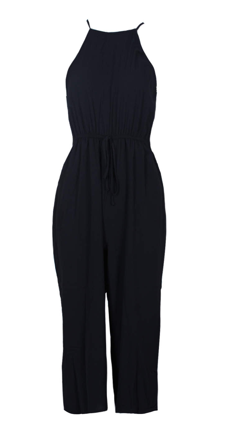 Black High Neck Culotte Jumpsuit