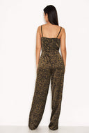 Khaki Animal Print V Neck Jumpsuit