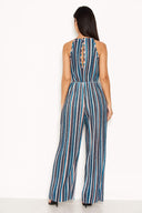 Multi Pleated Stripe Jumpsuit