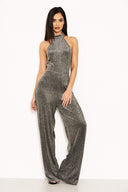 Silver Glitter High Neck Jumpsuit