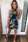 Cut Out Floral Printed Playsuit