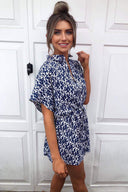 Blue Floral Short Sleeve Playsuit