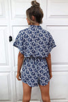 Blue Floral Short Sleeve Playsuit