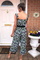 Green Floral Printed Jumpsuit