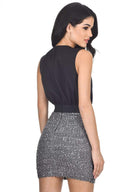 Pewter 2 In 1 Sequin Mini Dress