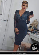Pewter Sequined Crossover Bodycon Dress