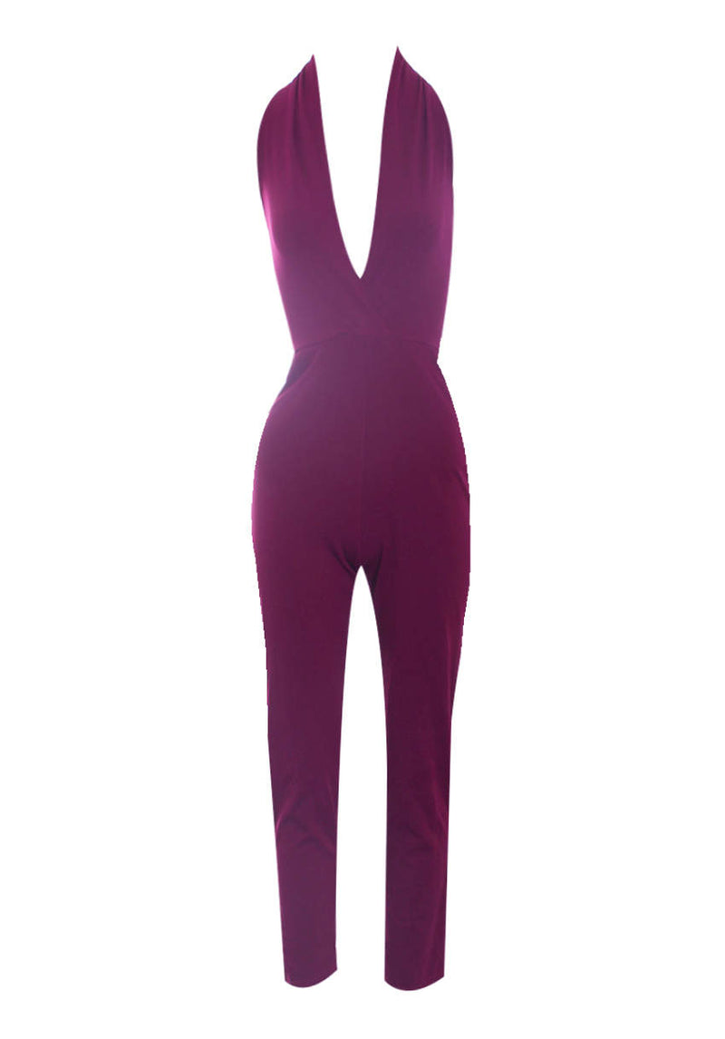 Plum Halter Neck Jumpsuit