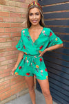 Printed Green playsuit