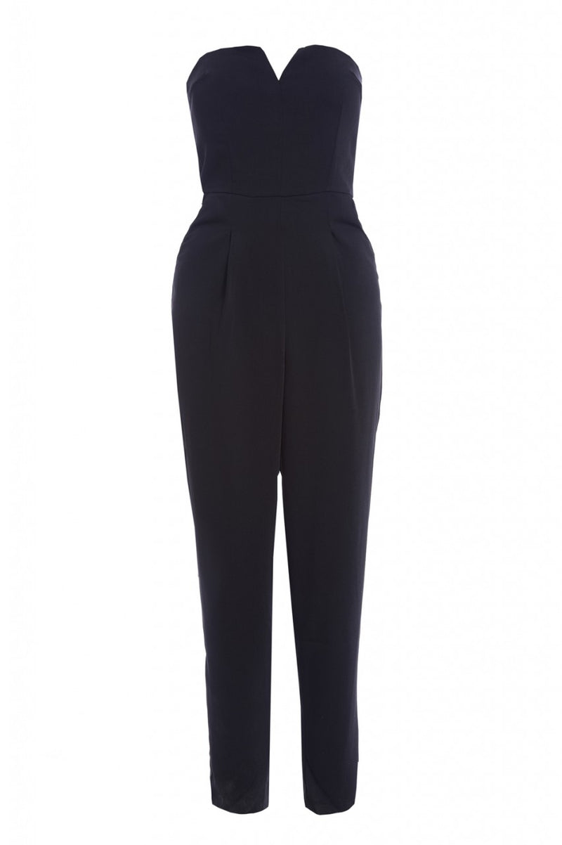 Plain Plunge Front Boobtube Jumpsuit