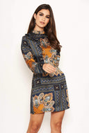 Paisley High Neck Shift Dress