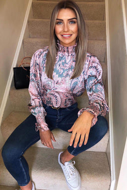 Paisley Printed High Neck Top