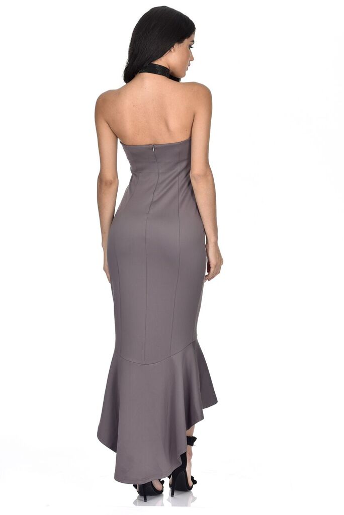 Pewter Strapless Fishtail Dress