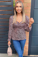 Pink Animal Print Milkmaid Top