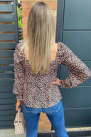 Pink Animal Print Milkmaid Top