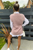 Pink Cable Knit Tank Top