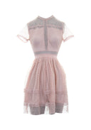 Pink Crochet High Neck Dress