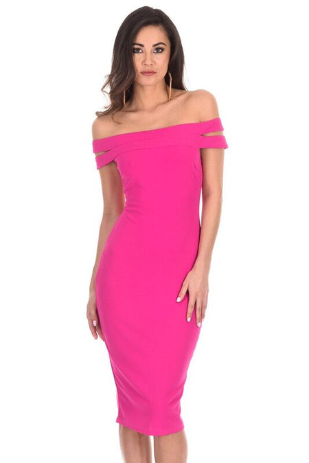 Pink Double Strap Midi Dress