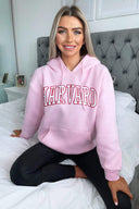 Pink Harvard Printed Hoodie