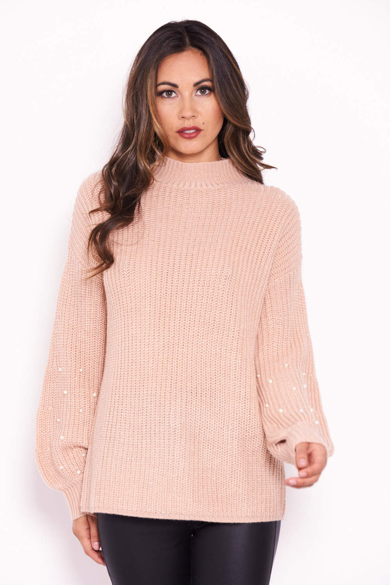 Pink Jumper With Pearl Detail AX Paris