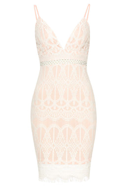 Pink Lace Fitted Mini Dress