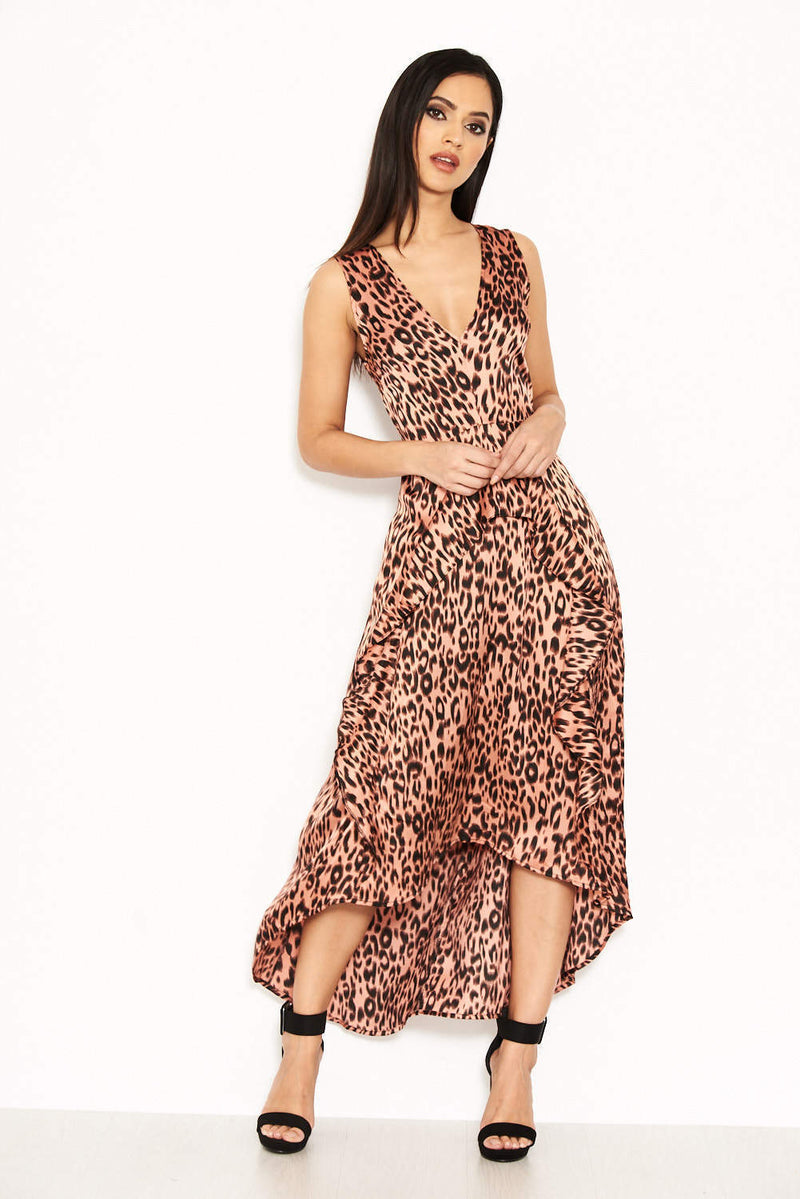 Pink Leopard Print Maxi Dress