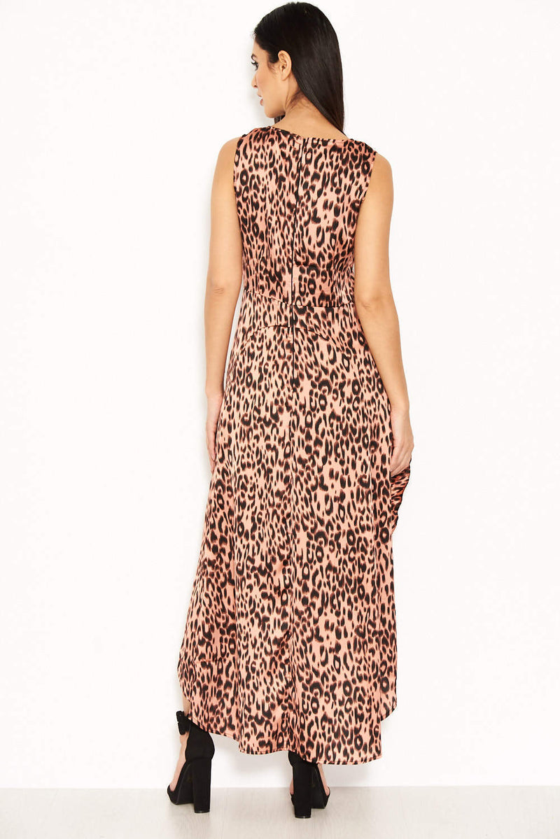 Pink Leopard Print Maxi Dress