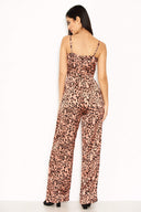 Pink Leopard Print V-Neck Jumpsuit