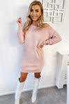 Pink Off The Shoulder Knitted Dress