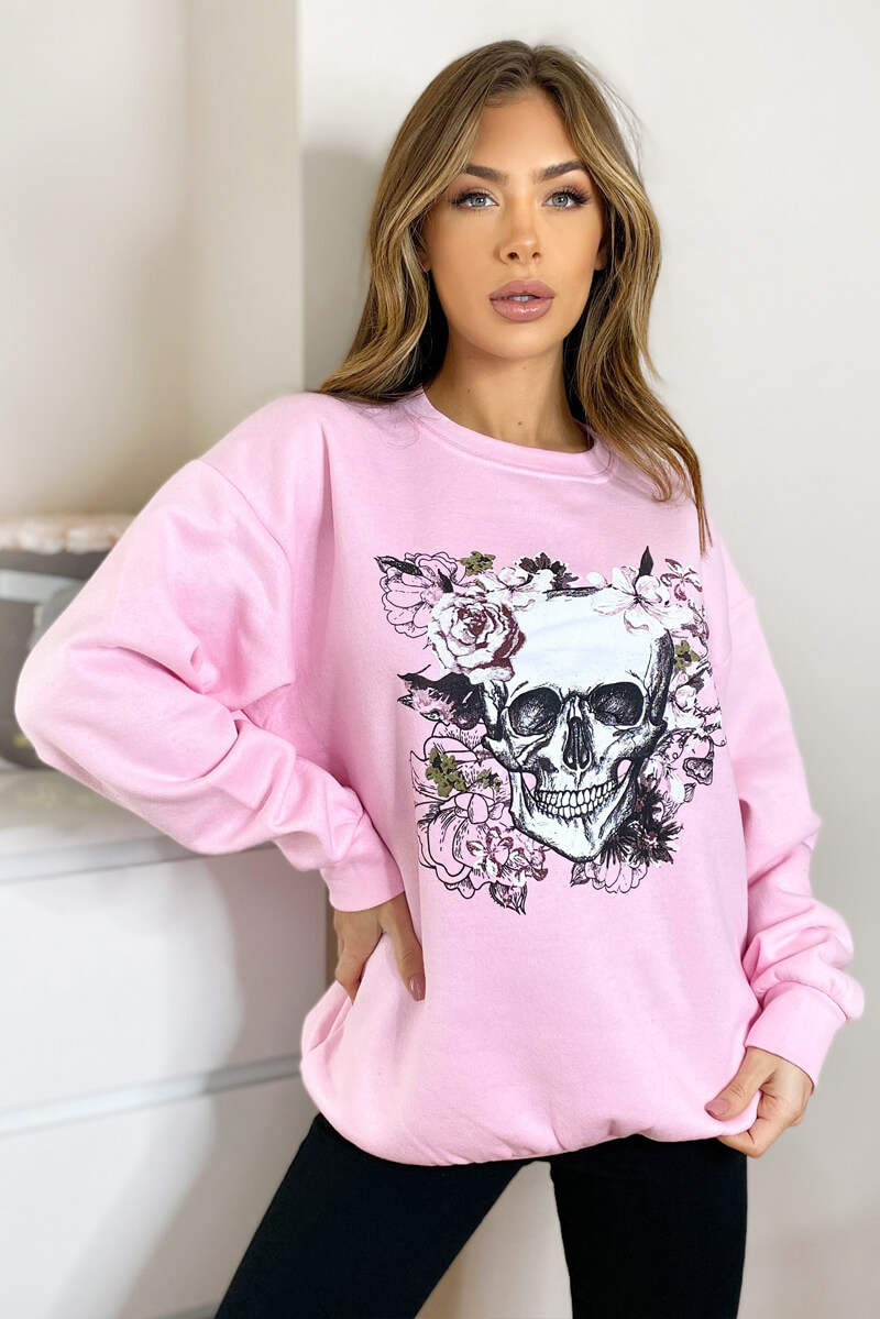 Pink clearance skull sweater