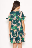 Pink Tropical Tiered Dress