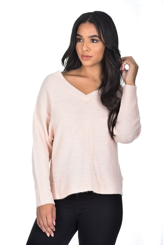 Pink V Neck Jumper