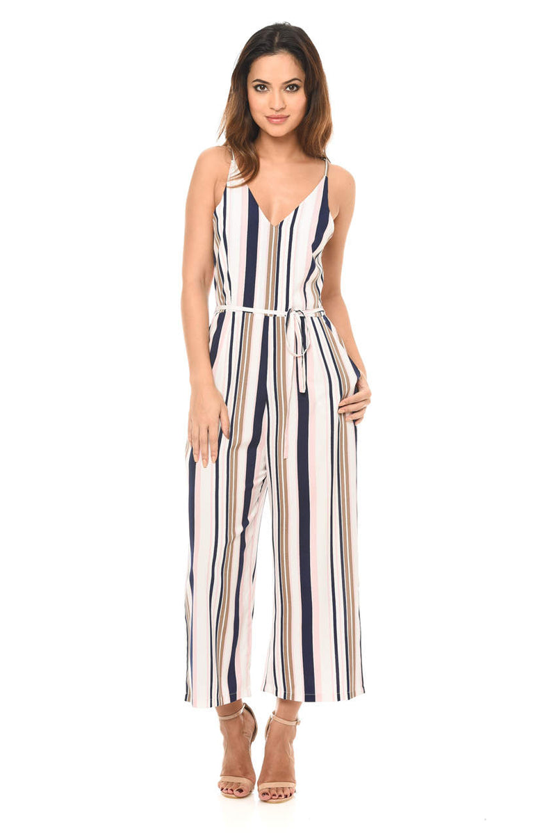 Pinstripe Spaghetti Strap Jumpsuit