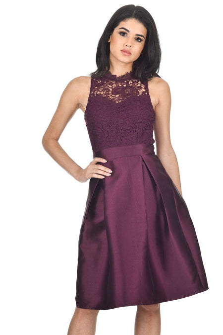 Plum 2 In 1 Crochet Midi Dress