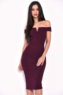 Plum Bardot Midi Dress