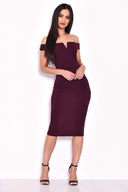 Plum Bardot Midi Dress