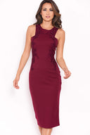 Plum Bodycon Dress With Floral Embroidery