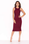 Plum Bodycon Dress With Floral Embroidery