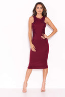 Plum Bodycon Dress With Floral Embroidery