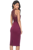 Plum Crochet High Neck Midi Dress