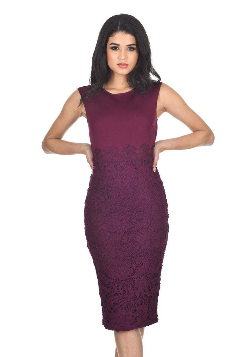 Plum Crochet Skirt Midi Dress