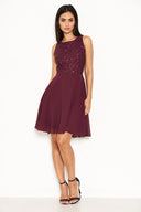 Plum Embellished Skater Dress