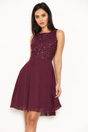 Plum Embellished Skater Dress